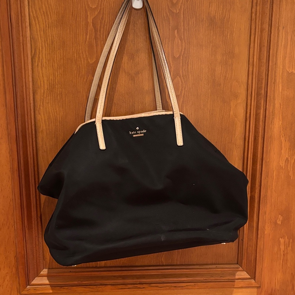Kate Spade Black Tote with Cream Straps